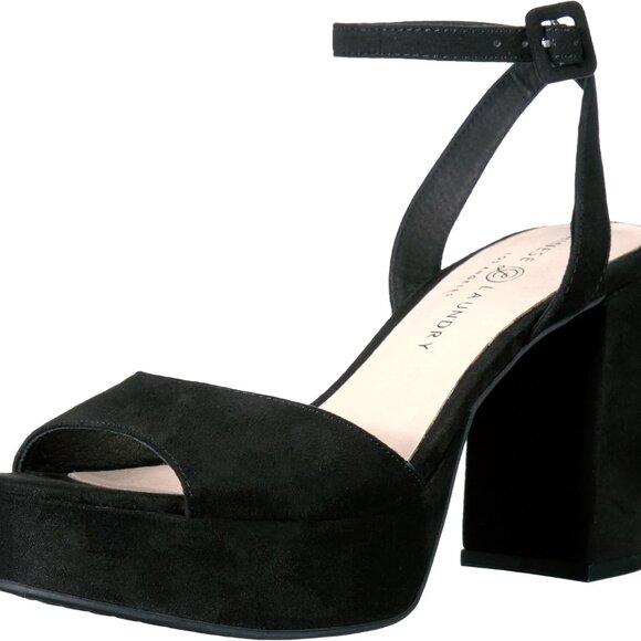 Women's Micro Suede Heeled Sandal 3.75 Inch Block Platform Casual Street - Picture 1 of 8